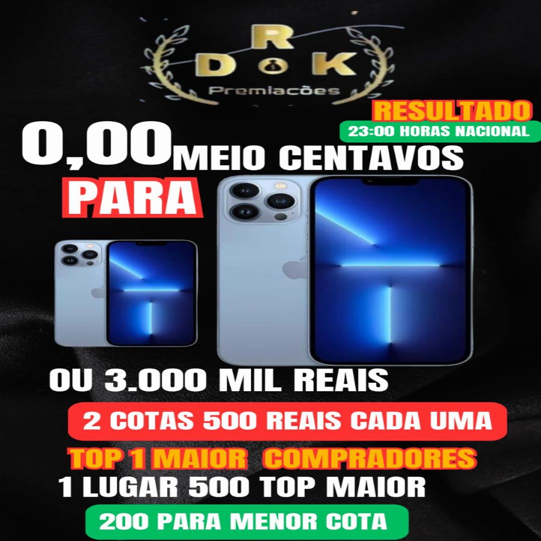 Feriado abençoado 0,00 CENTAVOS PARA IPHONE 13 OU 3.000 MIL REAIS