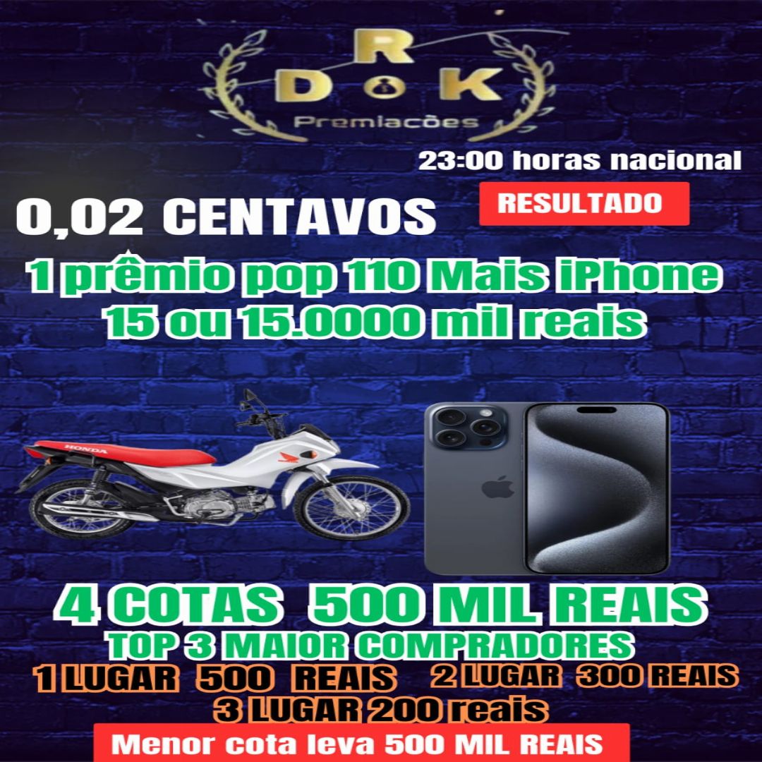 0,02 centavos pop 110. Mais +iPhone 15