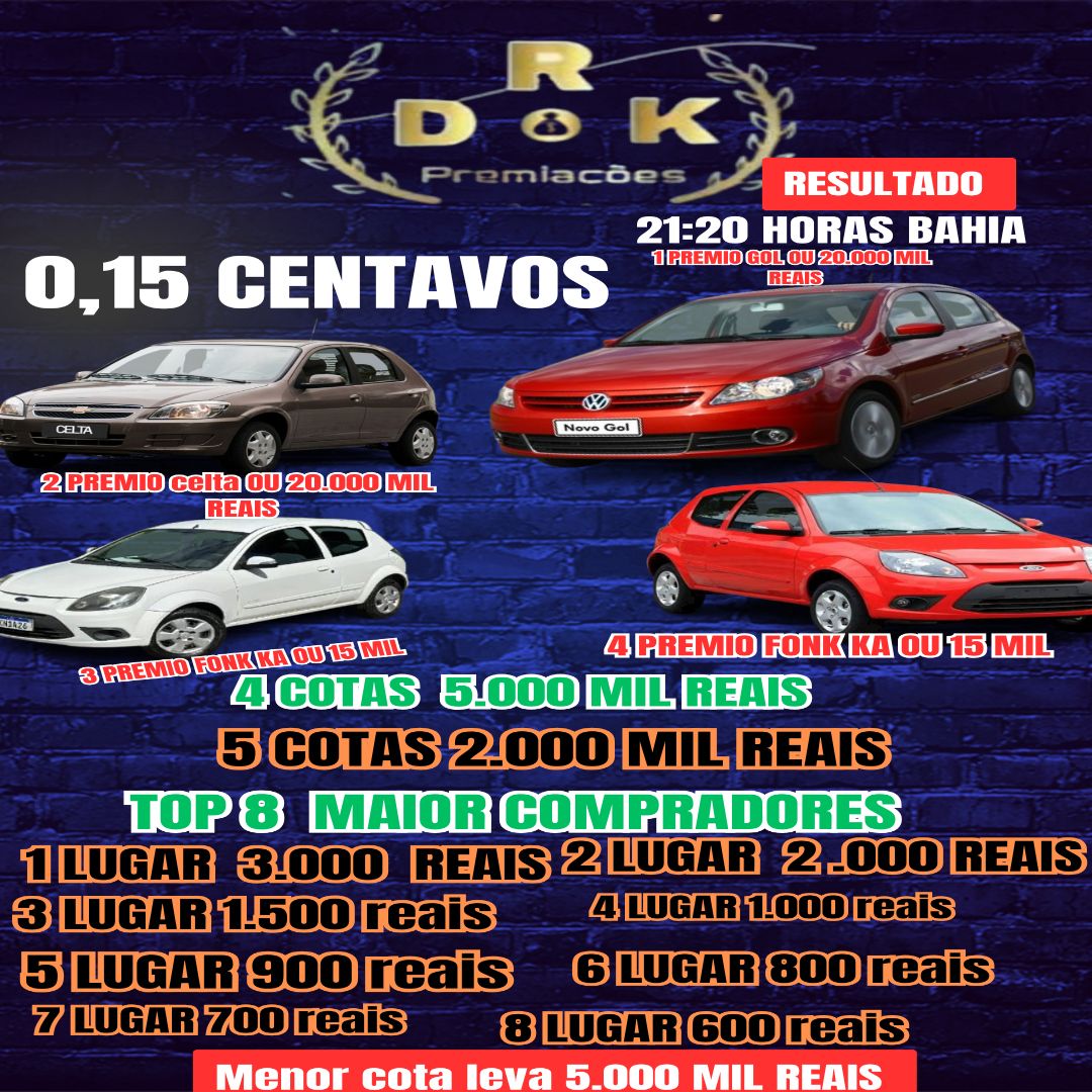 0,15 CENTAVOS PARA 4 CARROS OU VALOR NO PIX HOJE S3XTOUU