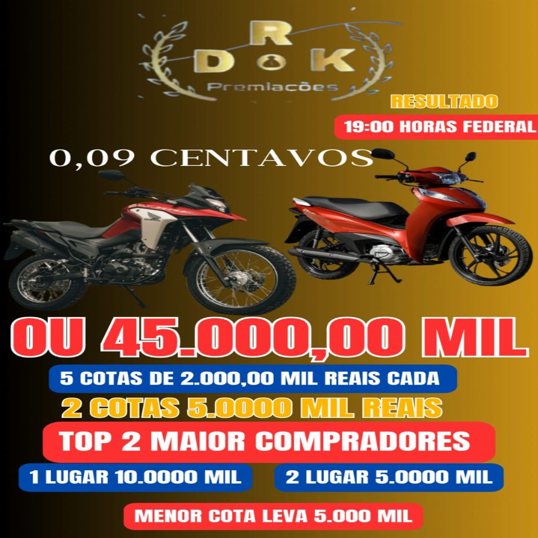 0,09 CENTAVOS PARA XRE 190 MAIS BIZ 125 2025 OU 45 K